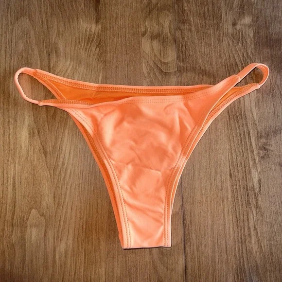 NEW Dixxon Sz M Triangle Micro Bikini Bright Orange Swimsuit Top &‎ Bottom 2 Pc. - Picture 2 of 14